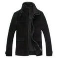 thumbnail image 1 of FLAVOR Men's Classic Leather Jacket Suede Winter Coat with Removable Collar (3X-Large, Black), 1 of 6