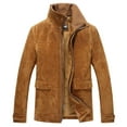 thumbnail image 1 of FLAVOR Men's Classic Leather Jacket Suede Winter Coat with Removable Collar (X-Large, Brown), 1 of 6