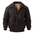 thumbnail image 1 of FLAVOR Men's Leather Flight Bomber Jacket Air Force Aviator (Large, Dark Brown), 1 of 3