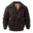 thumbnail image 1 of FLAVOR Men's Leather Flight Bomber Jacket Air Force Aviator (X-Large, Dark Brown), 1 of 3