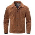 thumbnail image 1 of FLAVOR Men's Suede Leather Jacket Trucker Coat (Small, Brown), 1 of 6