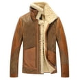 thumbnail image 1 of FLAVOR Mens Leather Bomber Jacket Warm Piolt Winter Shearling Jackets Aviator Coat (Medium, Brown), 1 of 6