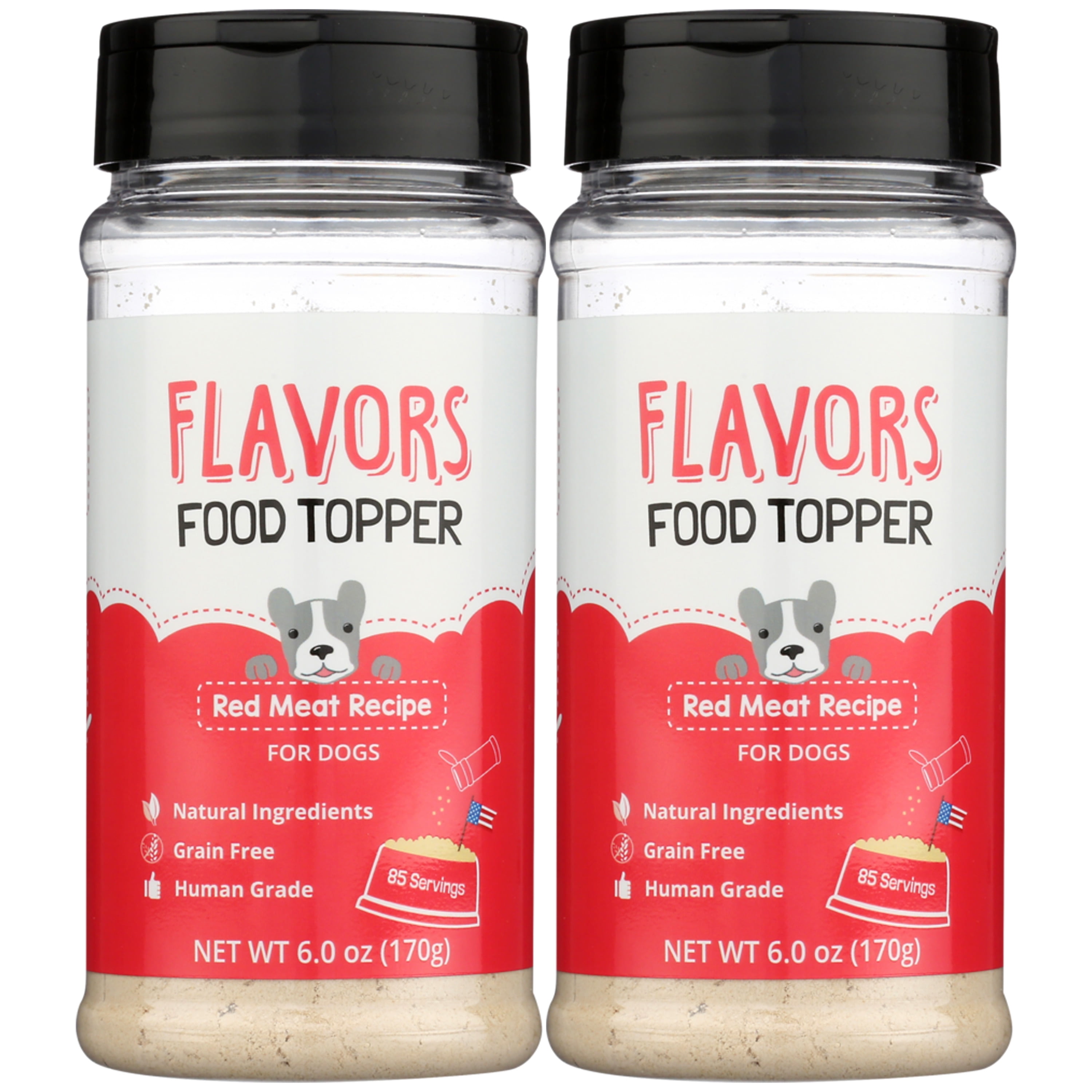 FLAVORS Grain Free Natural Pet Food Topper for Dogs, Red Meat Recipe, 6