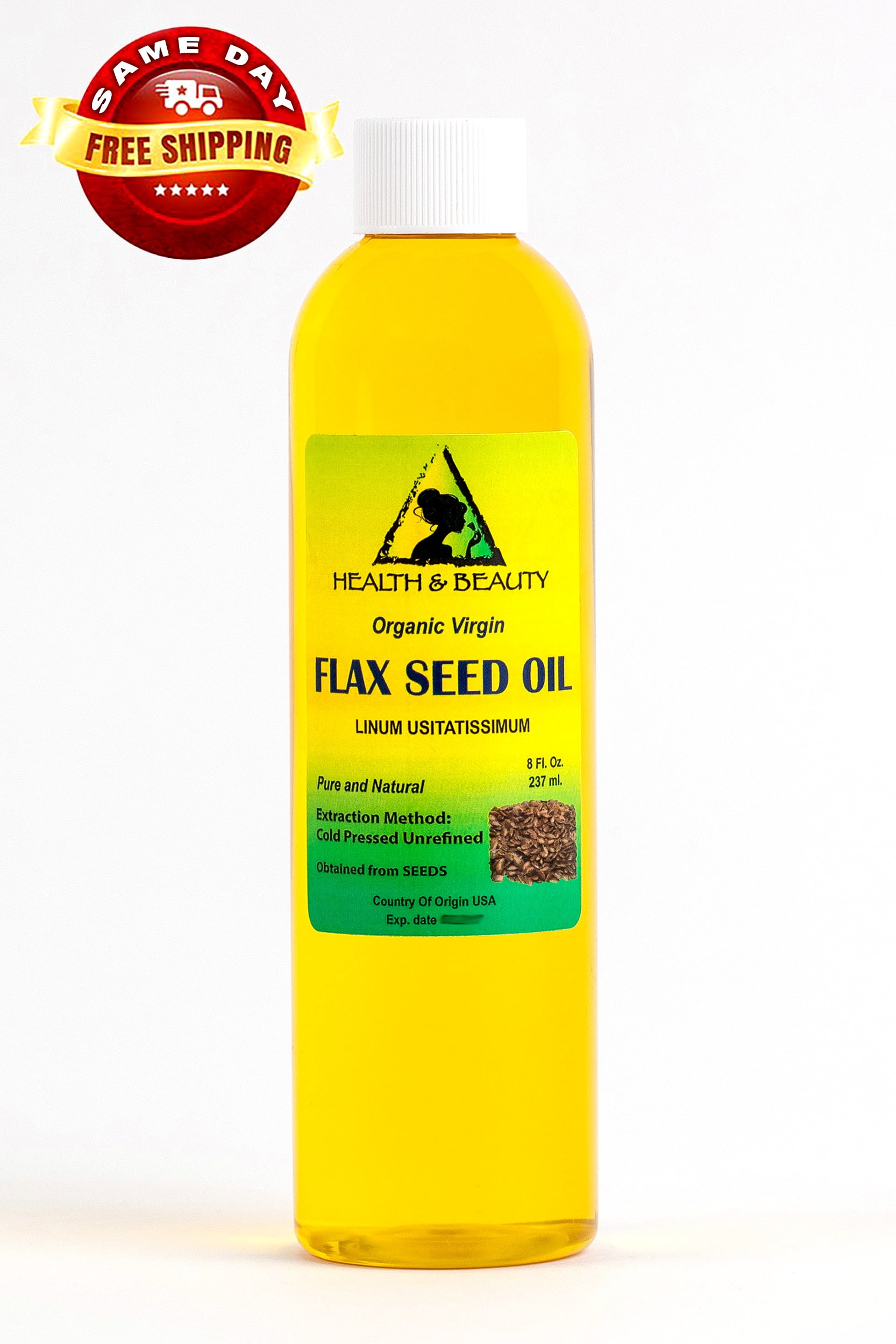 FLAX SEED OIL ORGANIC CARRIER VIRGIN COLD PRESSED PURE 8 OZ