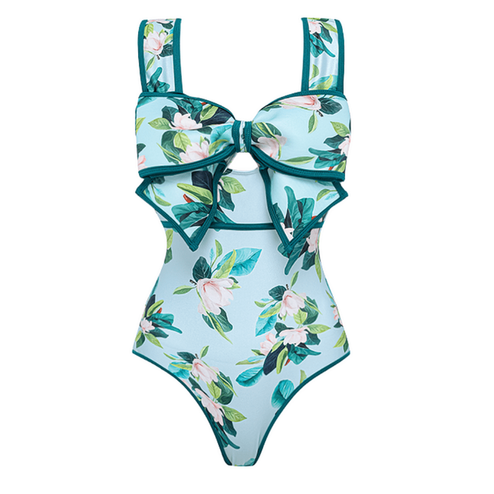 FLAXMAKER One Piece Swimsuit Women's Bow-tie Decor One Piece Bathing ...