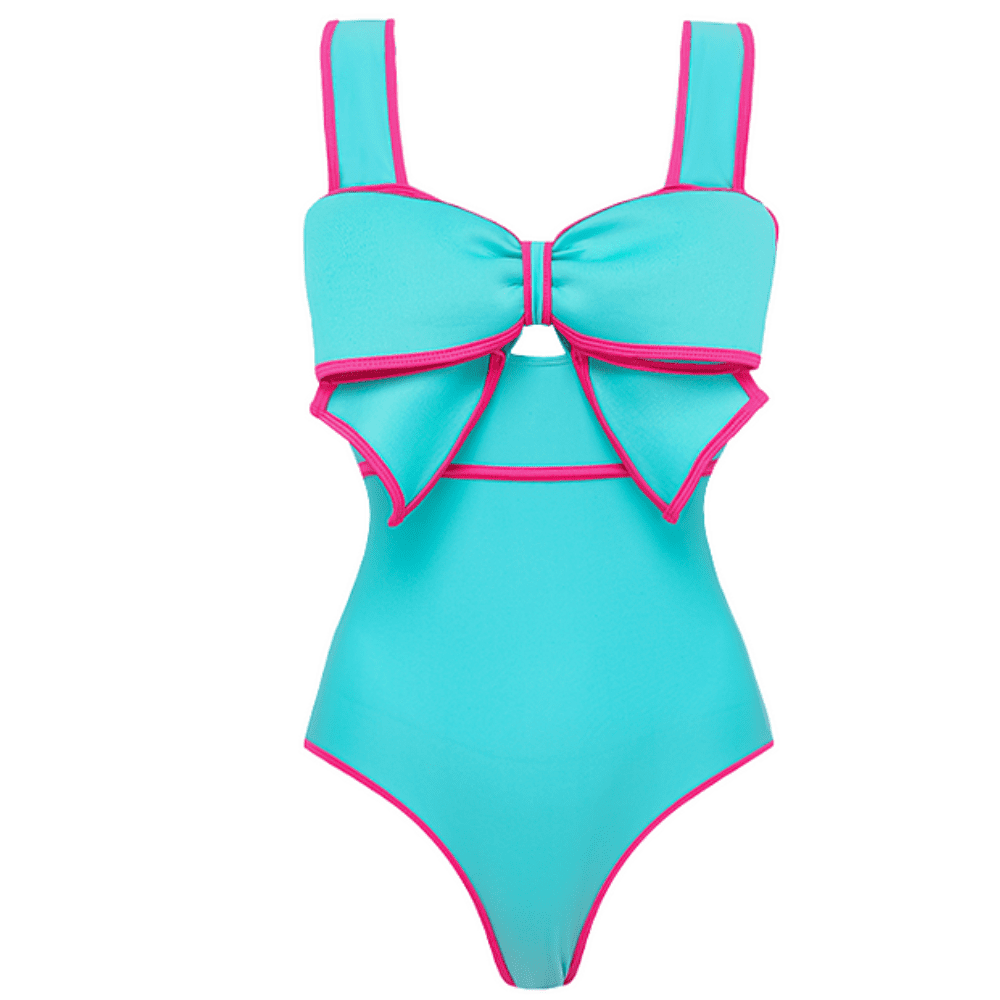 FLAXMAKER One Piece Swimsuit Women's Bow-tie Decor One Piece Bathing ...