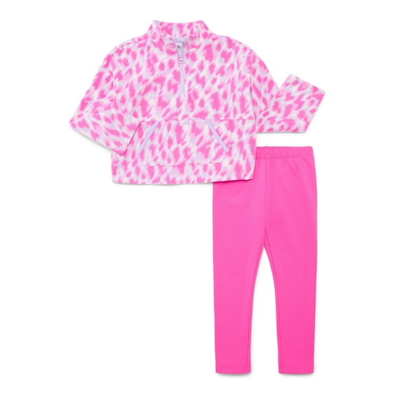 Athletic Works Girls Microfleece Pullover and Cozy Leggings Set, 2-Piece, Sizes 4-18 & Plus