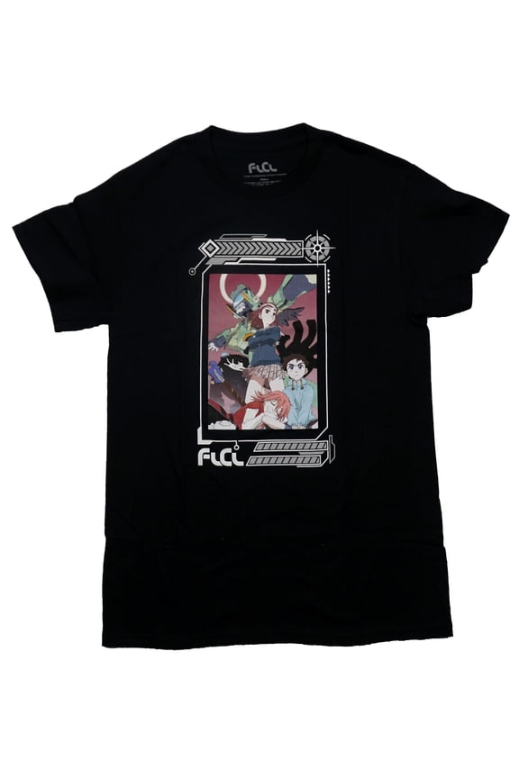 FLCL Fooly Cooly Mens T-Shirt - Trio Below Robot Hanging With Guitar (Large)