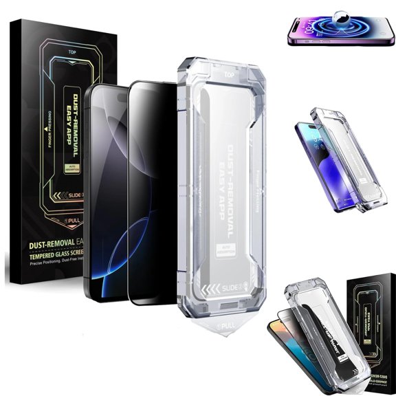 FLCRSN 2 Pack Tempered Glass Screen Protector with Privacy & Anti-Fingerprint Coating for iPhone