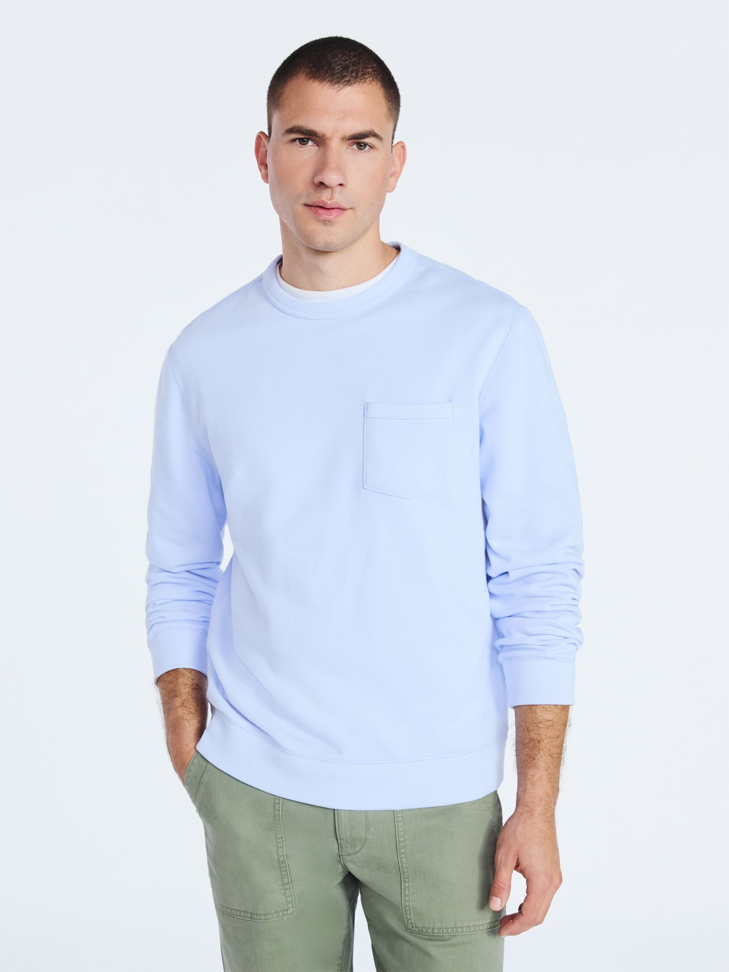 Free Assembly Men's Fleece Crewneck Sweatshirt with Long Sleeves, Sizes S-3XL