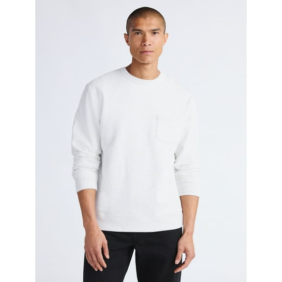 Free Assembly Men's Fleece Crewneck Sweatshirt with Long Sleeves, Sizes S-3XL