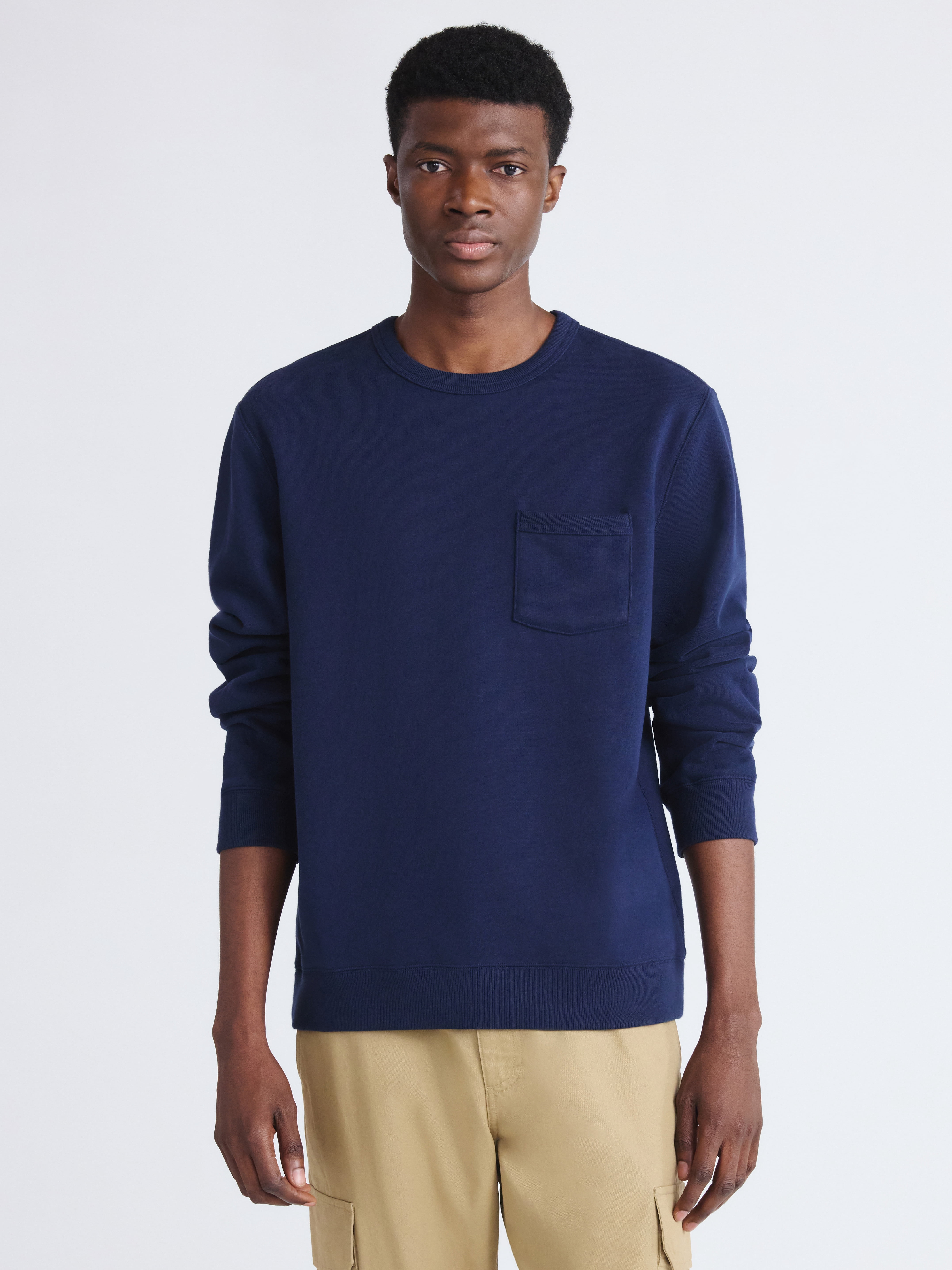 Free Assembly Men's Fleece Crewneck Sweatshirt with Long Sleeves, Sizes XS-3XL