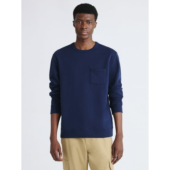 Free Assembly Men's Fleece Crewneck Sweatshirt with Long Sleeves, Sizes XS-3XL