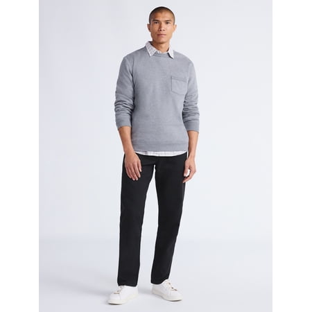 Free Assembly Men's Fleece Crewneck Sweatshirt with Long Sleeves, Sizes XS-3XL