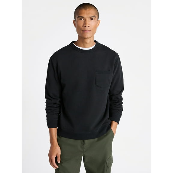 Free Assembly Men's Fleece Crewneck Sweatshirt with Long Sleeves, Sizes S-3XL