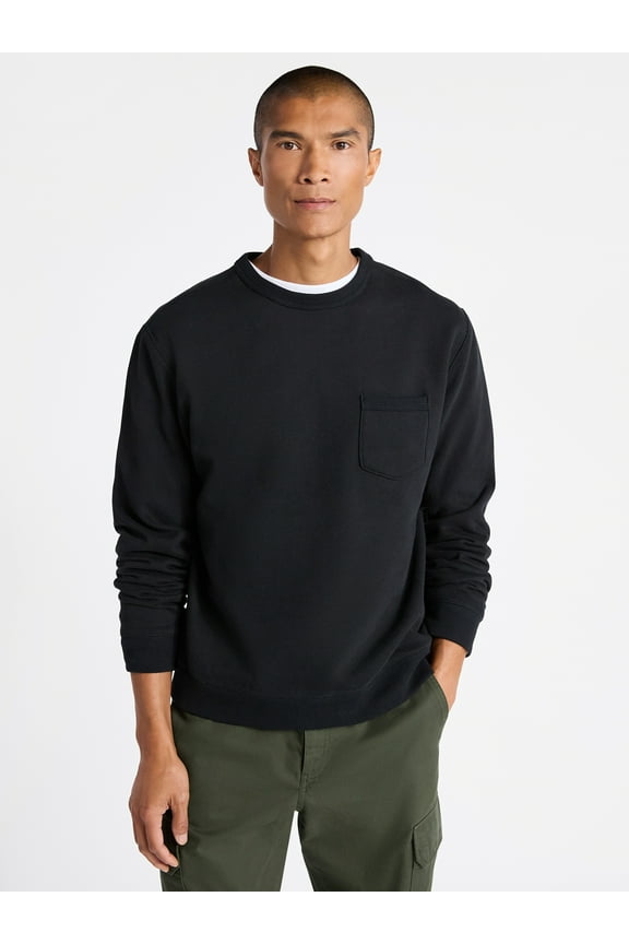 Men's Fleece Crewneck Sweatshirt with Long Sleeves, Sizes S-3XL