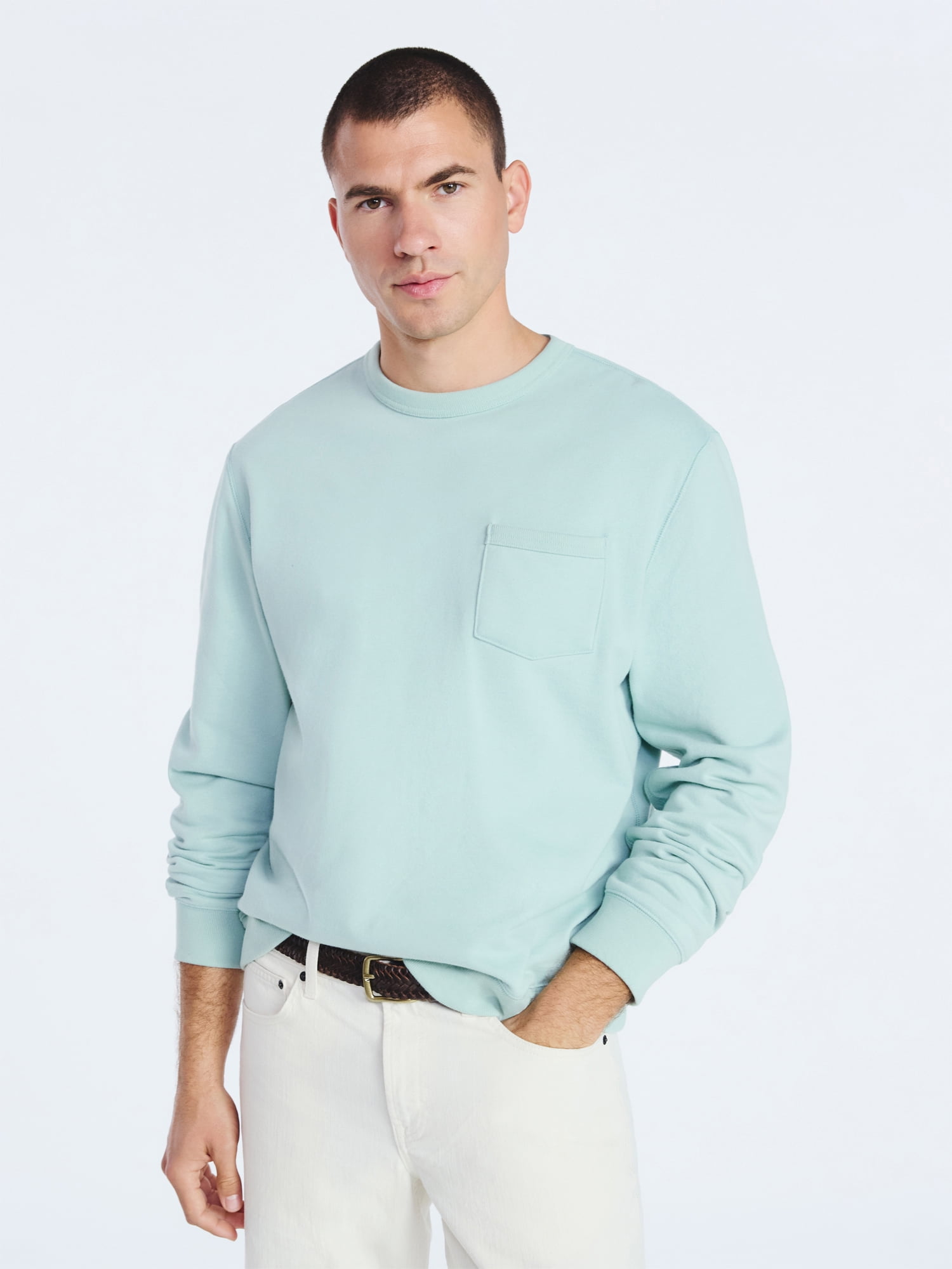 Free Assembly Men's Fleece Crewneck Sweatshirt with Long Sleeves, Sizes S-3XL
