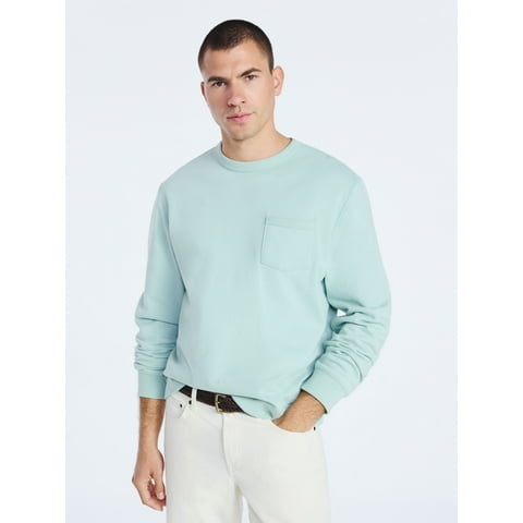 Men's Fleece Crewneck Sweatshirt with Long Sleeves, Sizes S-3XL