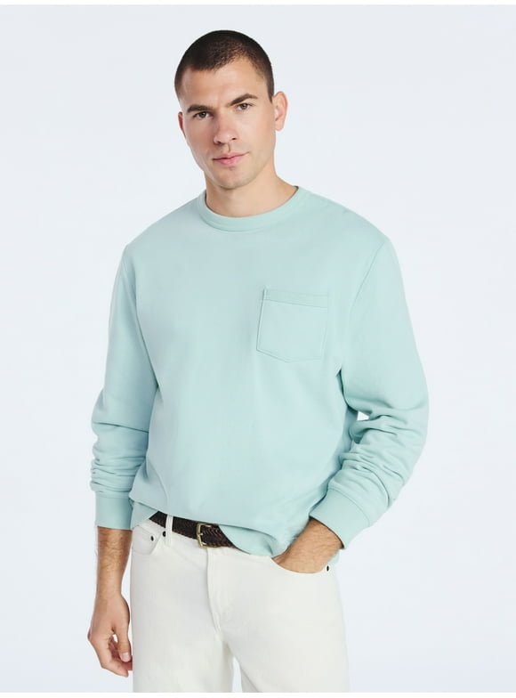 Men's Fleece Crewneck Sweatshirt with Long Sleeves, Sizes S-3XL