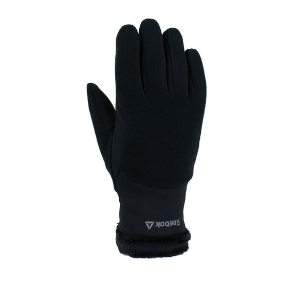 Reebok Fleece Faux Fur Gloves, Size L/XL, Black