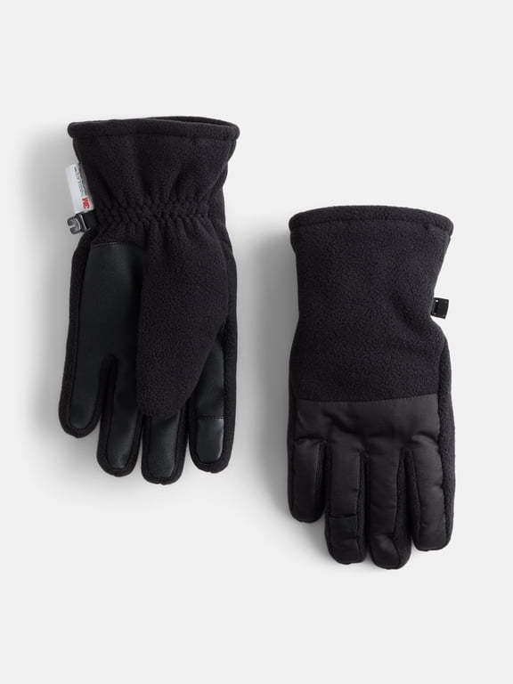 Women's Fleece Tech Ski Gloves, Black Soot, L/XL