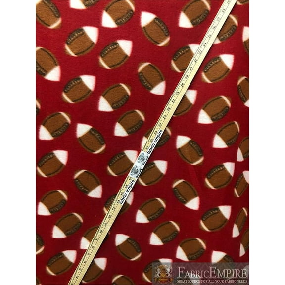 FLEECE PRINTED *FOOTBALL RED* / FABRIC BY THE YARD N-328