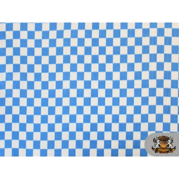 FLEECE PRINTED *LIGHT BLUE CHECKERS* / FABRIC BY THE YARD N-333