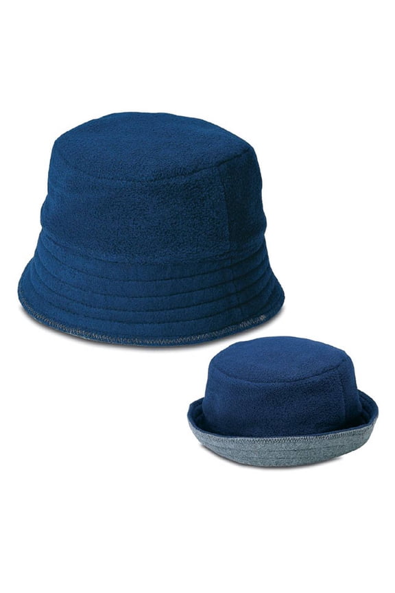 FLEECE REVERSIBLE HAT, Navy Gray Large