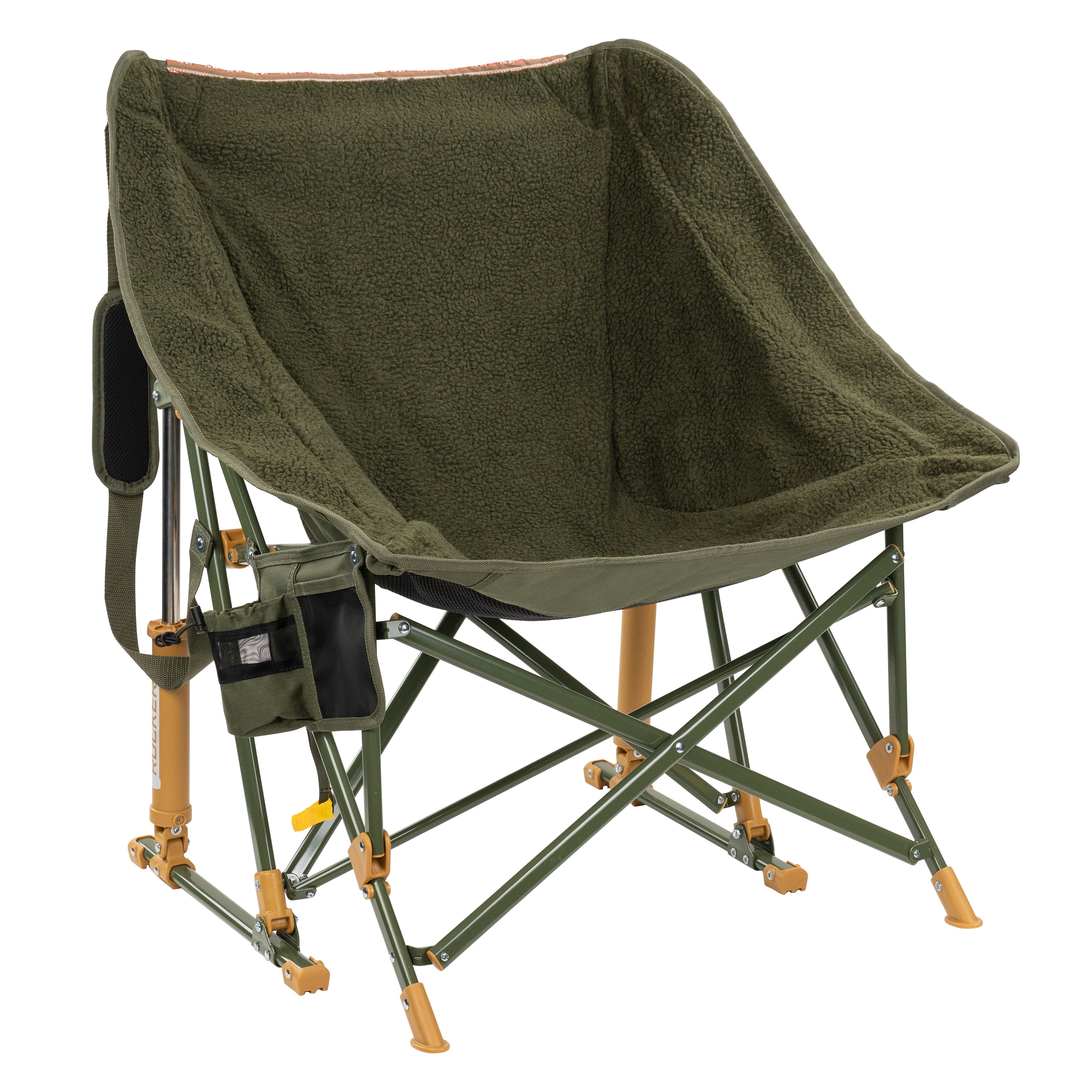GCI Outdoor Fleece Rocker Sherpa Rocking Camping Chair with Cup Holder, Olive
