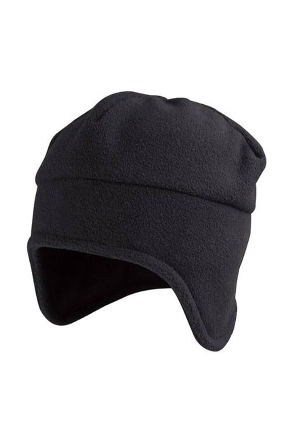 FLEECE TOQUE BEANIE CAP - Black