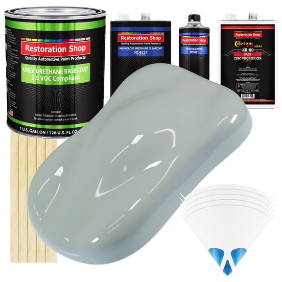 FLEET WHITE Low Voc Urethane Basecoat/Clearcoat Car Auto Paint Complete FAST Gallon Kit - Restoration Shop