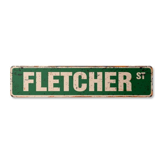 FLETCHER Vintage Plastic Street Sign Childrens Name Room Sign | Indoor/Outdoor |  30" Wide