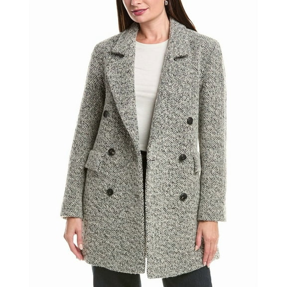 FLEURETTE womens  Double Breasted Wool Coat, 2