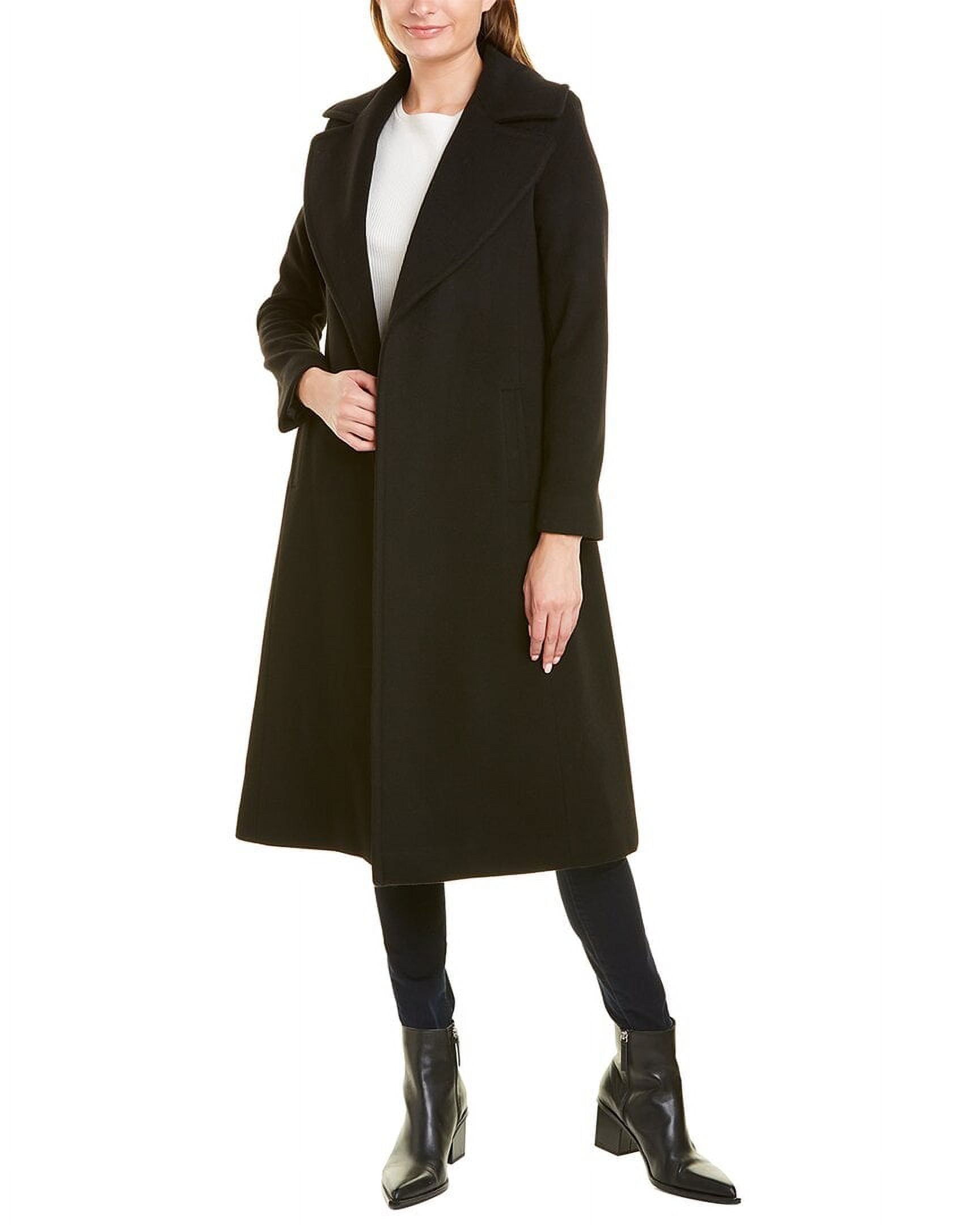 FLEURETTE womens Long Wool Wrap Coat 14 Black Walmart