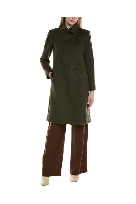 womens Medium Wool Coat, 4, Green