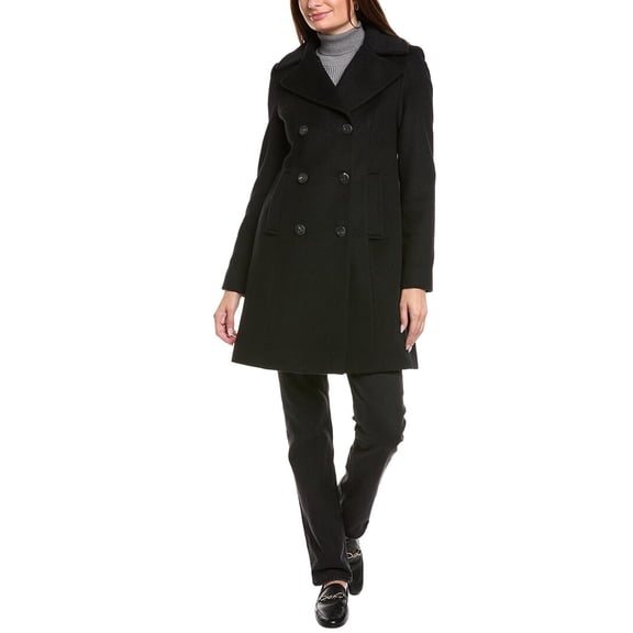 FLEURETTE womens Tailored Double-Breasted Wool-Blend Coat, 6, Green