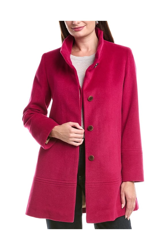 womens Wool-Blend Car Coat, 12, Pink