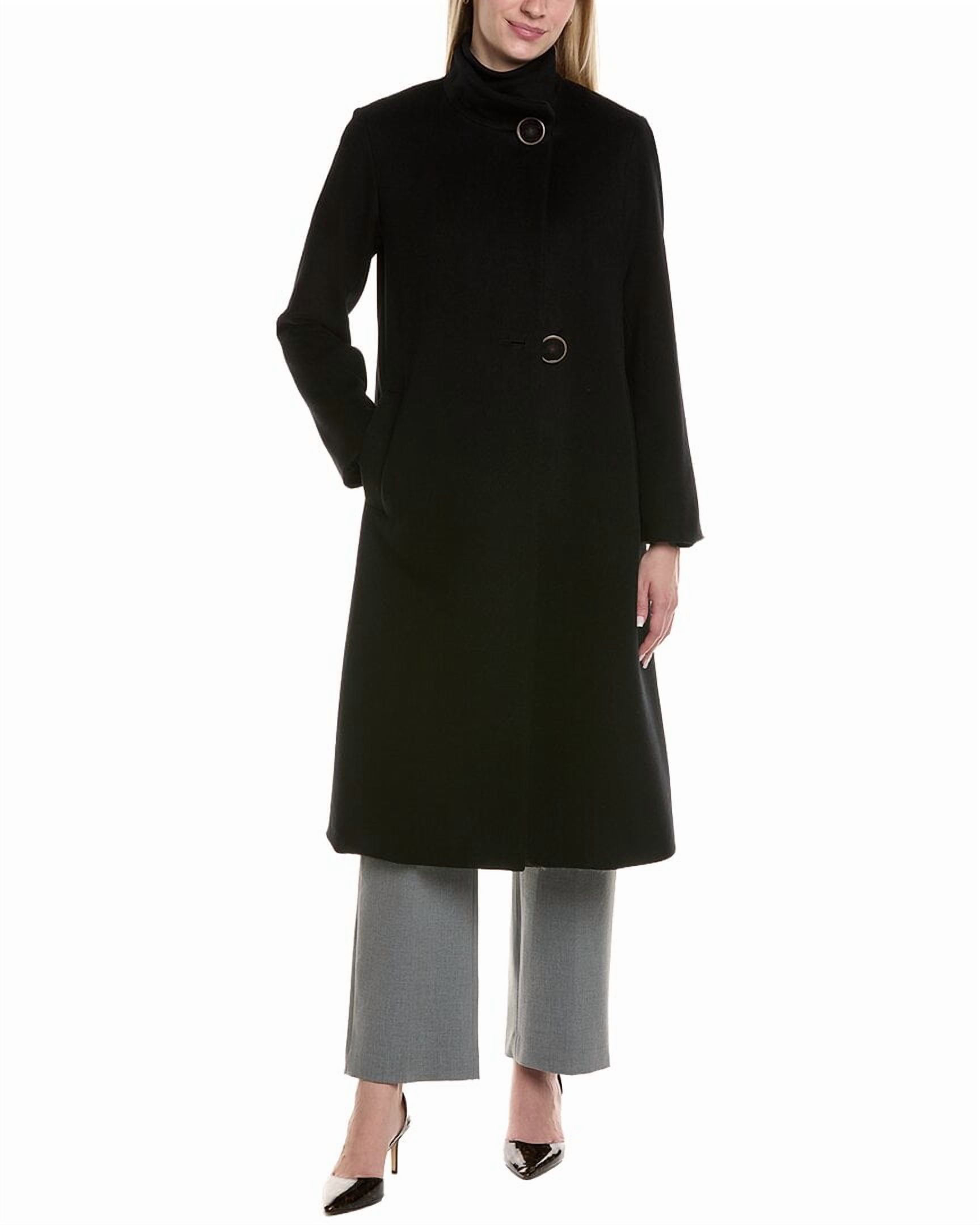 womens Wool-Blend Coat, 2, Black