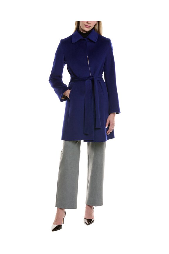 womens Wool-Blend Coat, 2, Blue