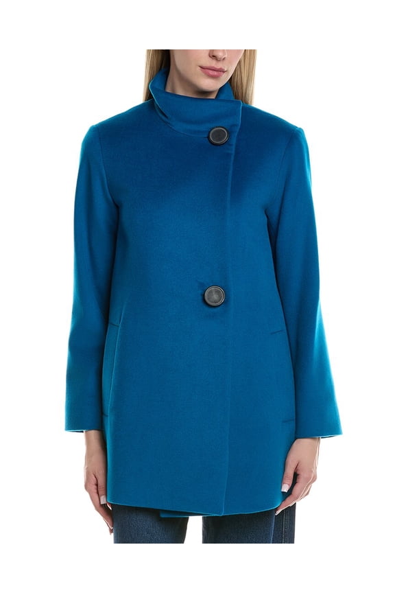 womens Wool-Blend Coat, 2, Blue