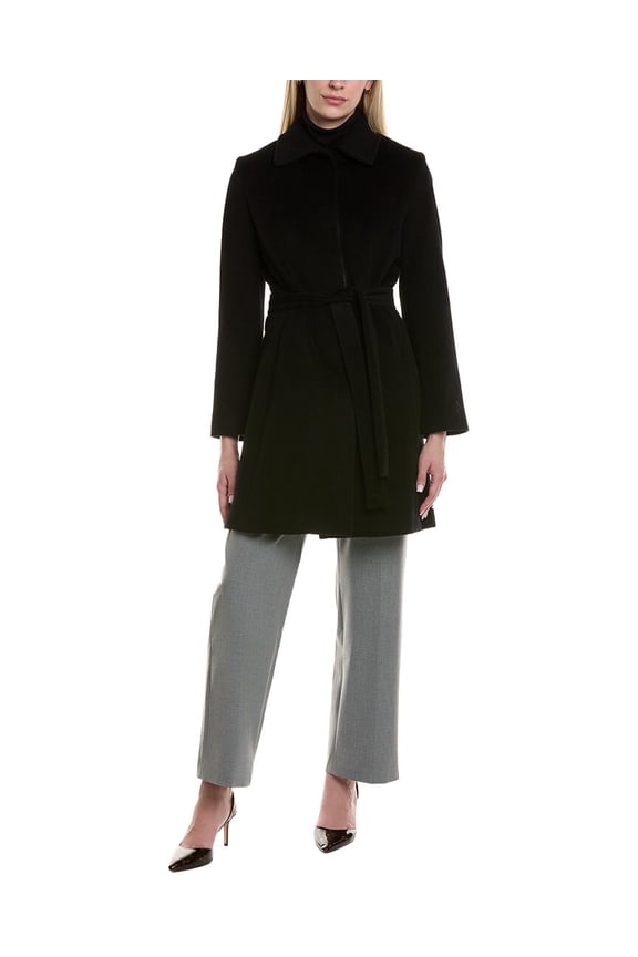 womens Wool-Blend Coat, 4, Black