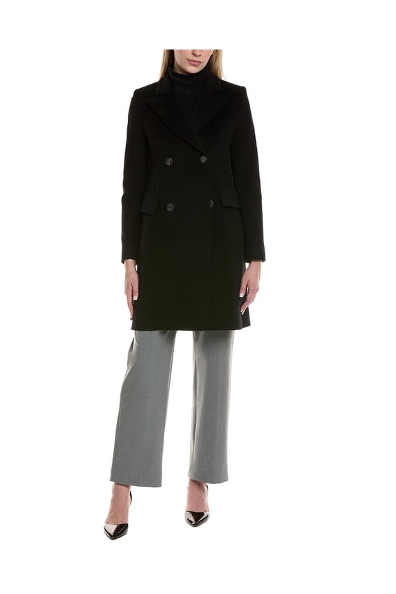 womens Wool-Blend Coat, 4, Black