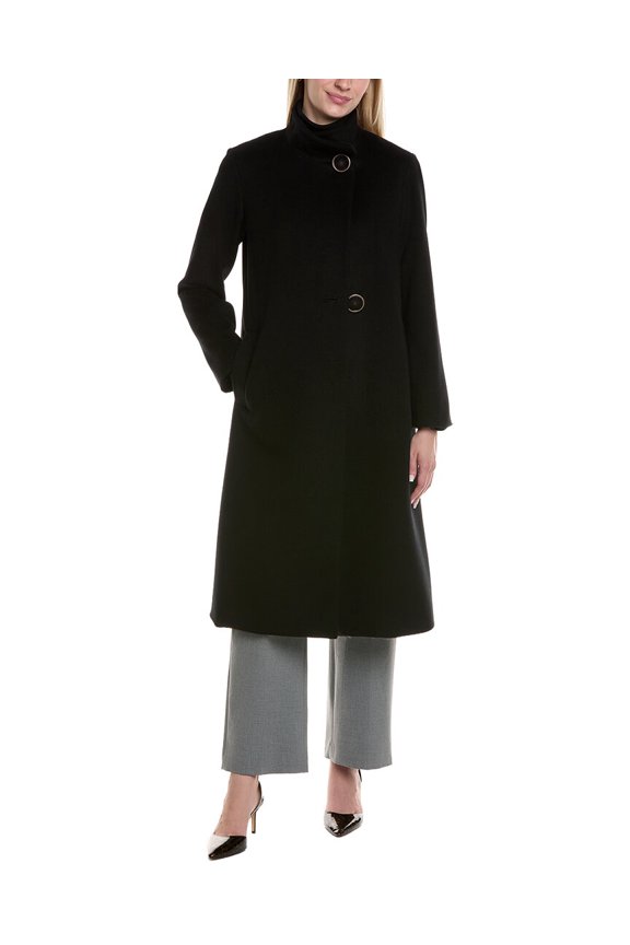 womens Wool-Blend Coat, 4, Black