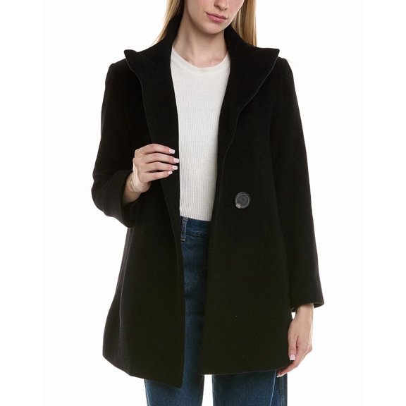 FLEURETTE womens  Wool-Blend Coat, 4, Black