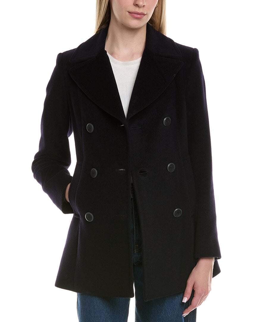 womens Wool-Blend Coat, 4, Blue