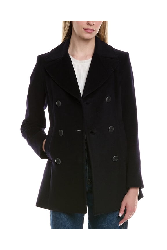 womens Wool-Blend Coat, 4, Blue