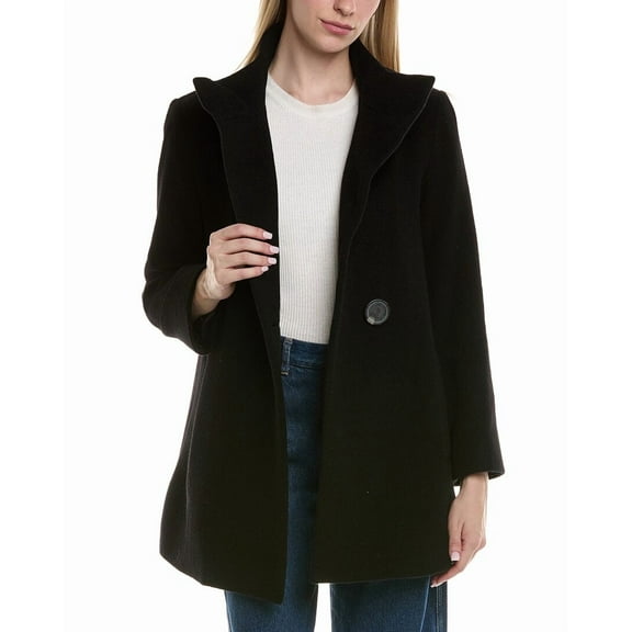 FLEURETTE womens  Wool-Blend Coat, 6, Black
