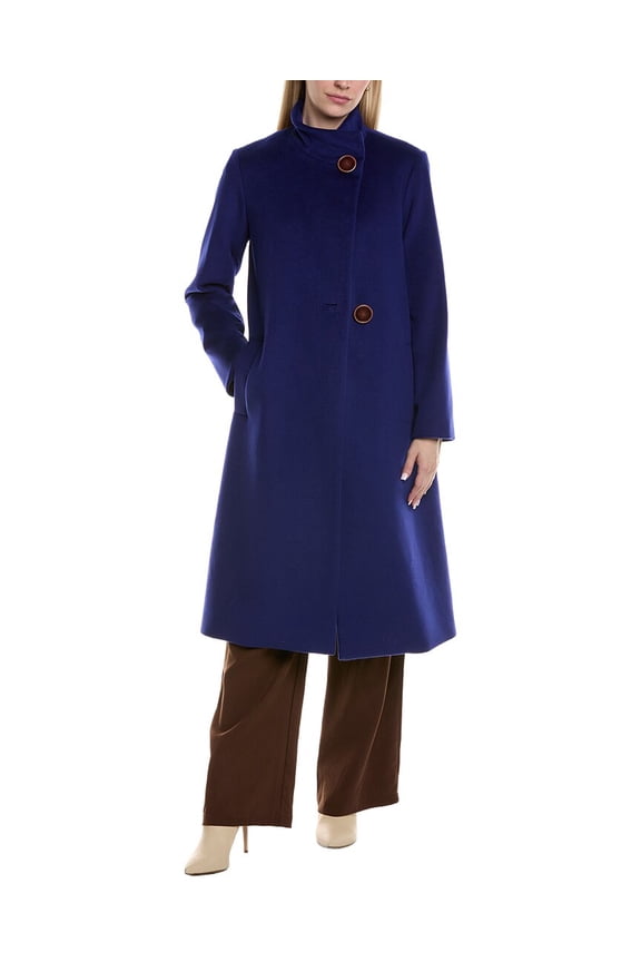 womens Wool-Blend Coat, 6, Blue