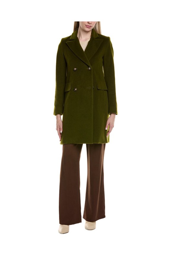 womens Wool-Blend Coat, 6, Green