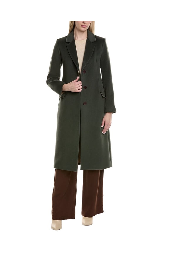 womens Wool-Blend Coat, 8, Green